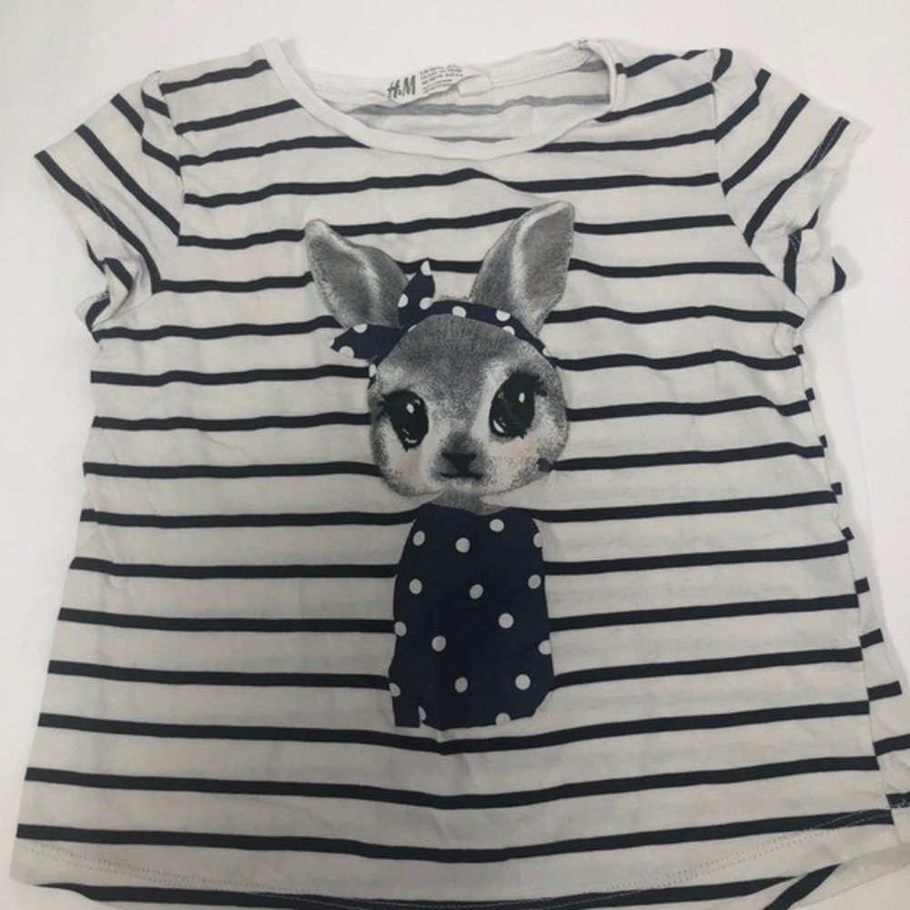 H&M Girls White & Blue‎ Striped Shirt Size 4-6Y